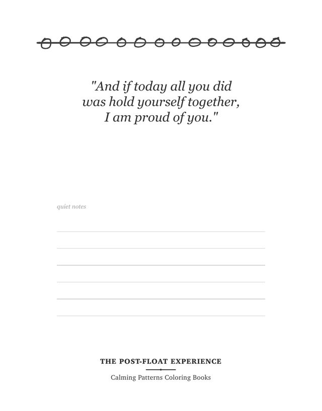 The back of the same sheet: a short line of encouragement and lines for notes